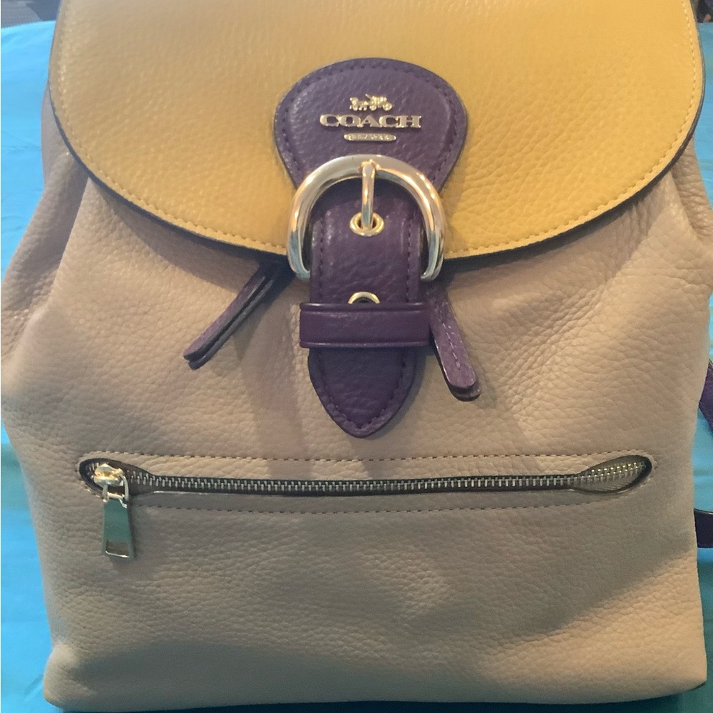Coach Yellow and Purple Leather Backpack